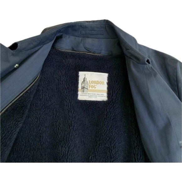Vintage London Fog Men Dark Gray Trench Coat 38 Short Removable Fur Lining USA - Picture 4 of 15
